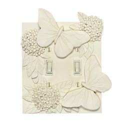 Butterfly in Bloom Double Switch Antique White