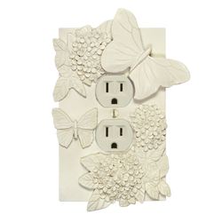 Butterfly in Bloom Single Outlet Antique White