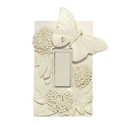 Butterfly in Bloom Single Dimmer Rocker Switch Antique White