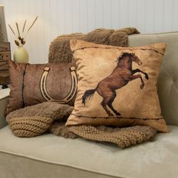 Cowboy Decorative Pillows Multi Warm Set of Two