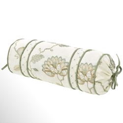 Fairview Embroidered Neckroll Pillow Sage