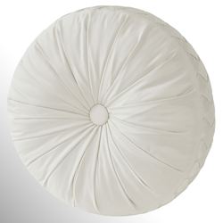 Brilliance Pleated Tufted Pillow Ivory Round