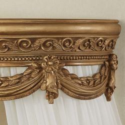 Swag and Bow Wall Teester Bed Crown Aged Gold