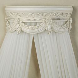 Swag and Bow Wall Teester Bed Crown Antique Ivory