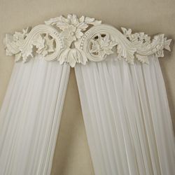 Flowering Medallion Wall Teester Bed Crown Antique Ivory