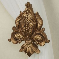 Flowering Medallion Curtain Tieback Pair Aged Gold