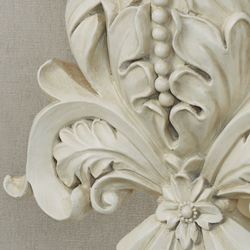 Flowering Medallion Curtain Tieback Pair Antique Ivory