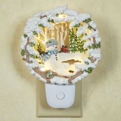 Snowman Winter Scene Nightlight White