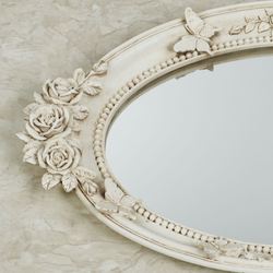 Butterfly in Roses Mirrored Vanity Tray Antique White
