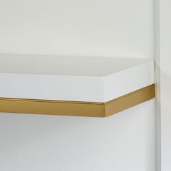 Floating Wall Shelves White/Gold Set of Two