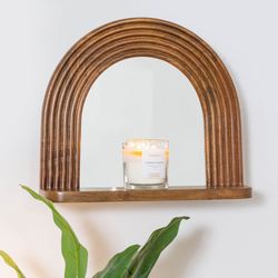 Evan Wall Mirror with Shelf Walnut