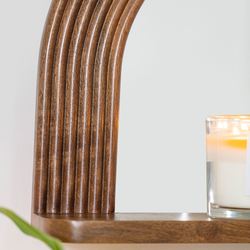 Evan Wall Mirror with Shelf Walnut