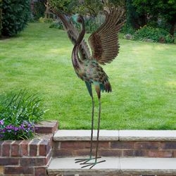 Wings Up Dance Crane Sculpture Bronze