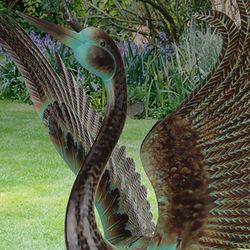 Wings Up Dance Crane Sculpture Bronze