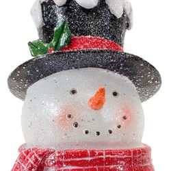 Glittered Snowmen Figurines White Set of Two