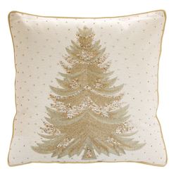 Embellished Tree Decorative Pillow Gold 18 Square