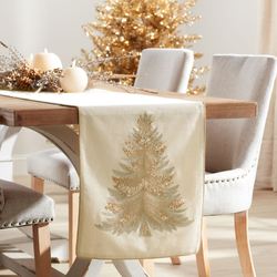 Embellished Tree Table Runner Gold