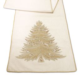 Embellished Tree Table Runner Gold