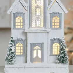 Illuminated Winter LED Church Weathered White
