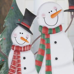 Whimsical Snowmen Yard Stake White