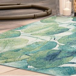 Lotus Blossom Rectangle Rug Green