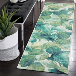 Lotus Blossom Rug Runner Green 111 x 76