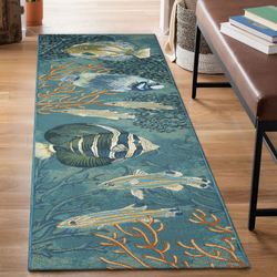 Tropical Fish Rug Runner Aqua 111 x 76