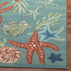 Starfish Song Rectangle Rug Aqua