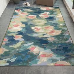 Watercolor Pond Rectangle Rug Multi Pastel