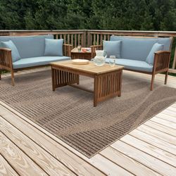 Natural Wave Outdoor Square Rug Taupe 710 Square