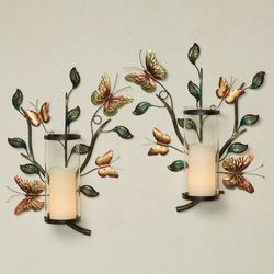 Flight of the Butterfly Wall Sconces Green Set of Two
