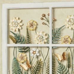 Butterfly Garden Window Wall Art Golden Yellow