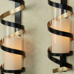 Infinite Spirals Wall Sconce Pair Black/Gold