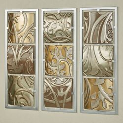 Sydney Scroll Wall Art Panels Multi Metallic Set of Three
