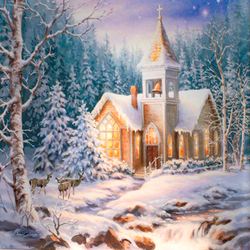 Christmas Chapel LED Tabletop Nightlight Multi Warm