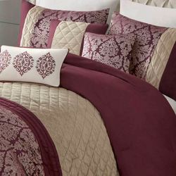 Lily Damask Comforter Bed Set Plum
