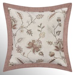 Santa Rosa Embroidered Floral Pillow Natural 20 Square