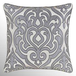 Bolero II Damask Pillow Pewter 20 Square