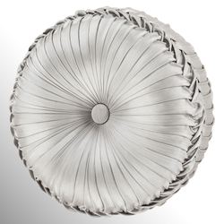 Bolero II Pleated Tufted Pillow Silver Round