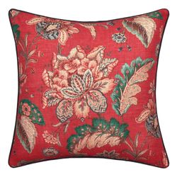 Enchanted Garden Floral Pillow Red 20 Square