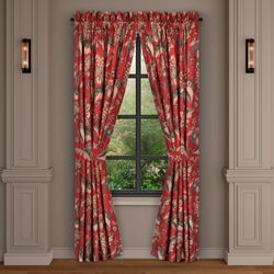 Enchanted Garden Floral Wide Curtain Pair Red