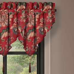 Enchanted Garden Floral Ascot Valance Red 40 x 21