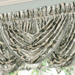 Martina Bead Trim Waterfall Valance Sage 43 x 33