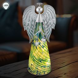 Murano Style LED Lighted Angel Figurine Blue