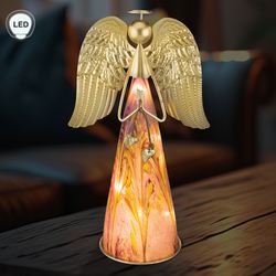 Murano Style LED Lighted Angel Figurine Mauve