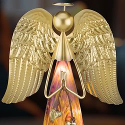 Murano Style LED Lighted Angel Figurine Mauve