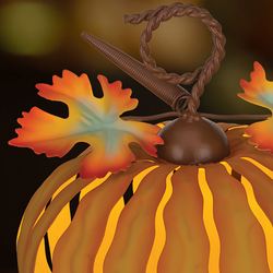 LED Lighted Outdoor Metal Pumpkins Orange Set of Two