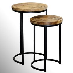 Winter Road Nesting Tables Black Set of Two