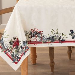 Holiday Winter Greetings Tablecloth Ivory