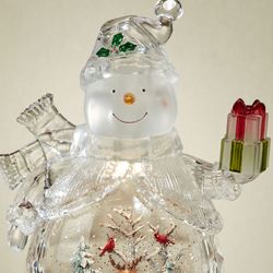 Swirl LED Snowman Glitter Globe Clear